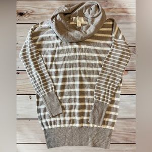 Ruby Moon Anthropologie Tan/White Cowl Neck Oversized‎ Tunic Sweater M